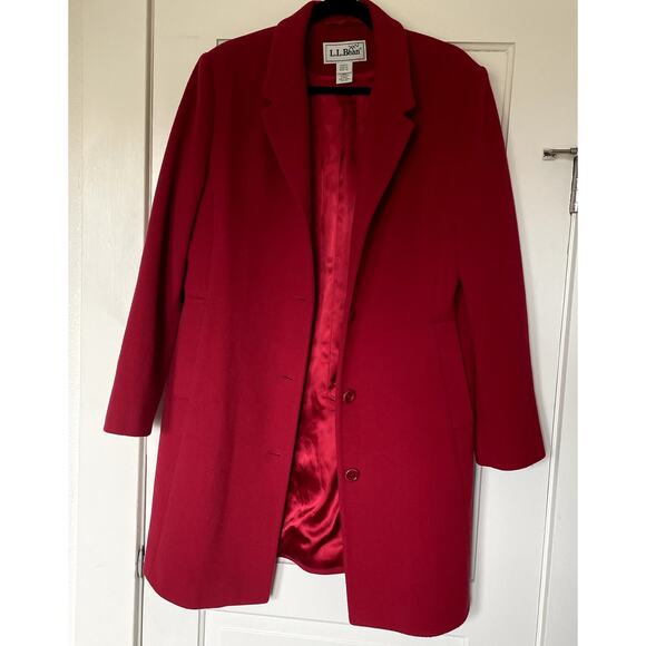 Vintage LL Bean Women's Red Wool Blend Peacoat - Size 14 - Picture 4 of 7